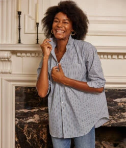 The Perfect Boyfriend Shirt - Pinstripe In Admiral & Midnight