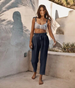 The Going Places Gauze Drawstring Pant - Midnight