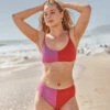 The Split High Leg High Rise Bikini Bottom - Lava & Hibiscus