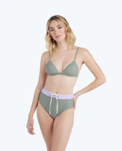 New Arrival 17 The Triangle Bikini Top - Gingham In Lavender & Ivy