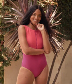 The Surge Zip-Front One-Piece - Strawberry & Spritz