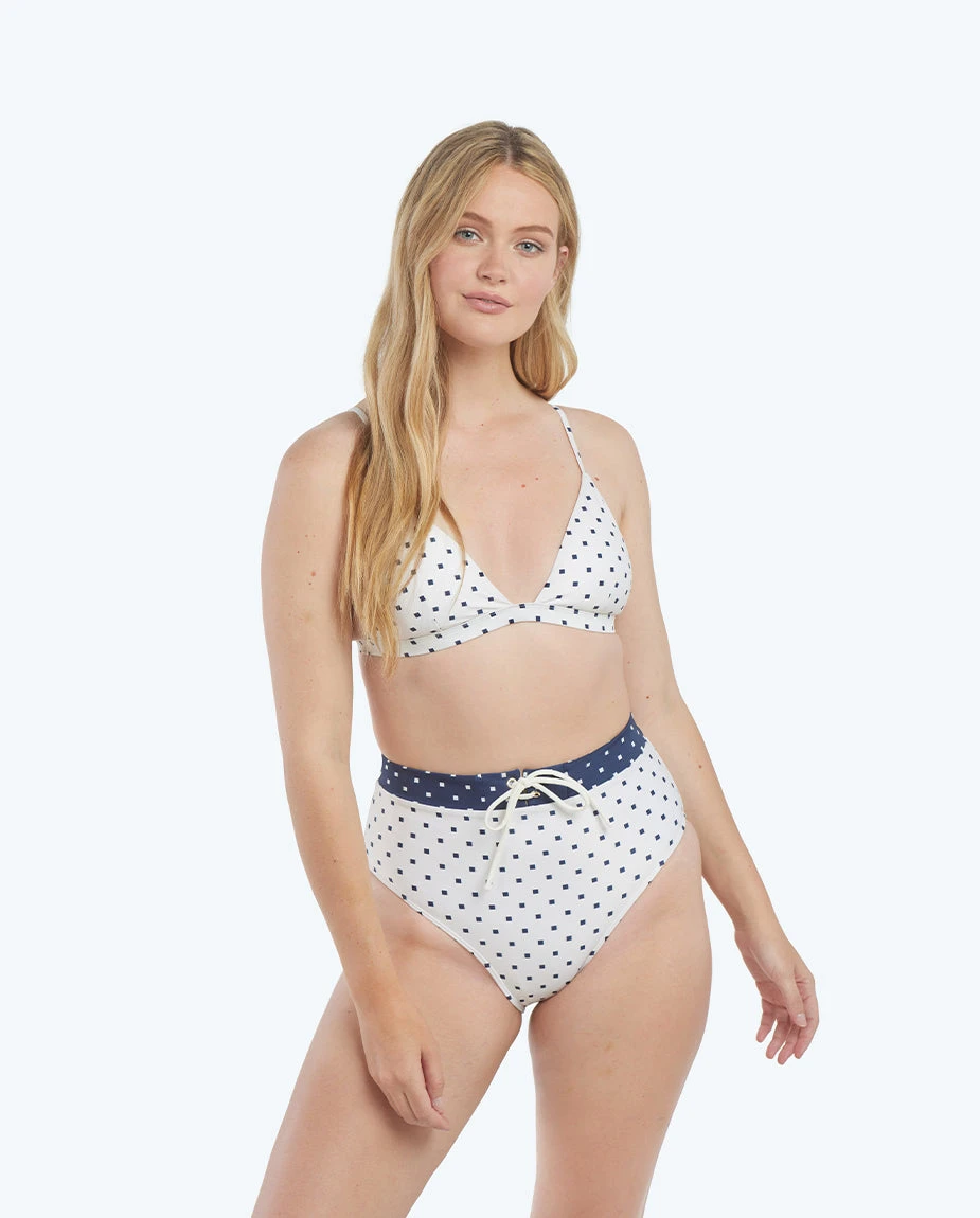 The Triangle Bikini Top - Square Dot In White Sand & Deep Sea 3 The Triangle Bikini Top - Square Dot In White Sand & Deep Sea - Image 3