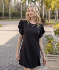 The Luxe Pima Twist-Sleeve T-Shirt Dress - Sea Urchin