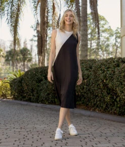 The Luxe Pima Everywhere Dress - Sea Urchin & White Sand