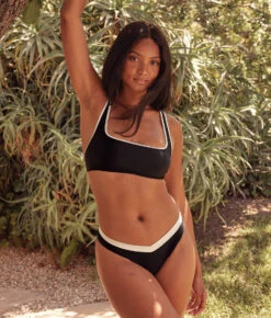 New Arrival 7 The Cheeky V-Front Low Rise Bikini Bottom - Sea Urchin & White Sand