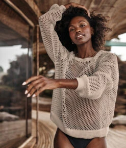 The Fishnet Crewneck Cover-Up - Natural