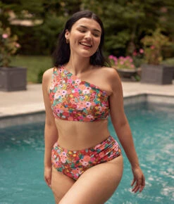 The Ruched High Leg High Rise Bottom - Garden Party In Rust