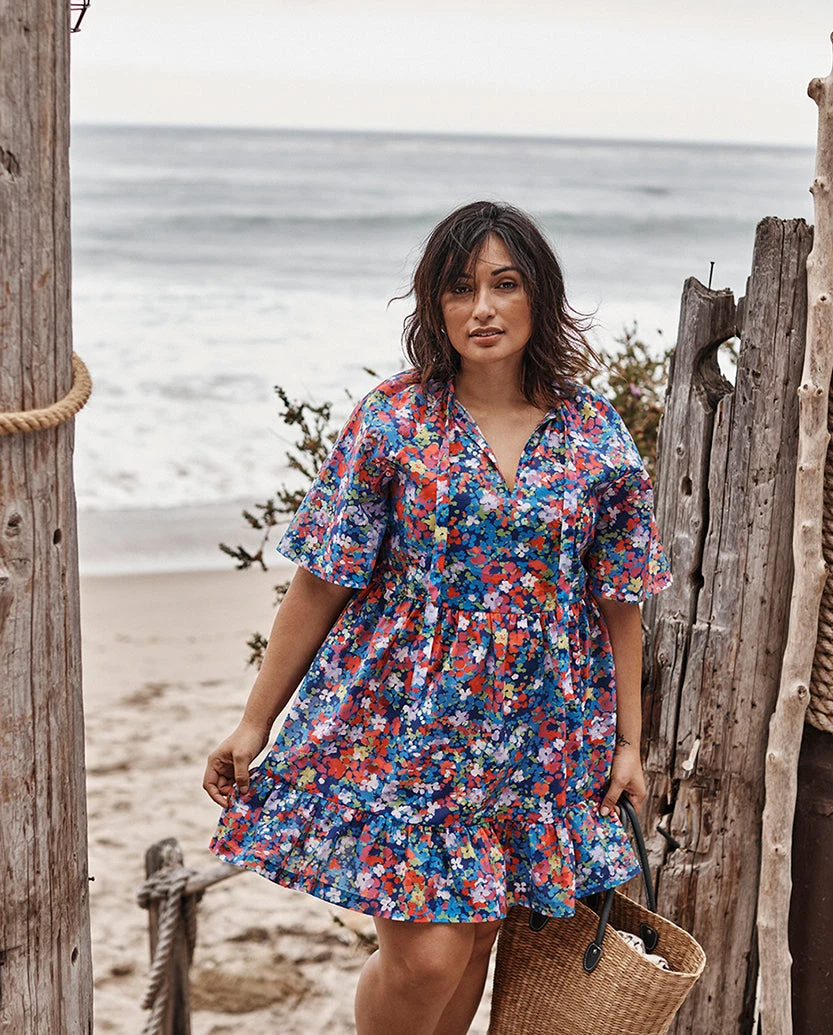 The Tie Neck Tiered Dress - Painted Meadows 1 The Tie Neck Tiered Dress - Painted Meadows