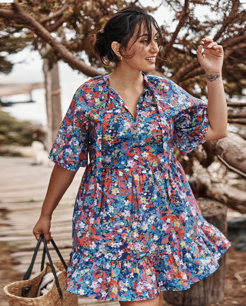 The Tie Neck Tiered Dress - Painted Meadows 2 The Tie Neck Tiered Dress - Painted Meadows - Image 2