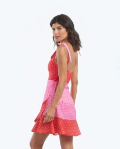 The Short Beach To Brunch Wrap Skirt - Square Dot In Flamingo & Hibiscus -Deals US Tropic Bikini Store 2 ModelBack aa3dac56 42f7 44f0 973f 65cf72acef98