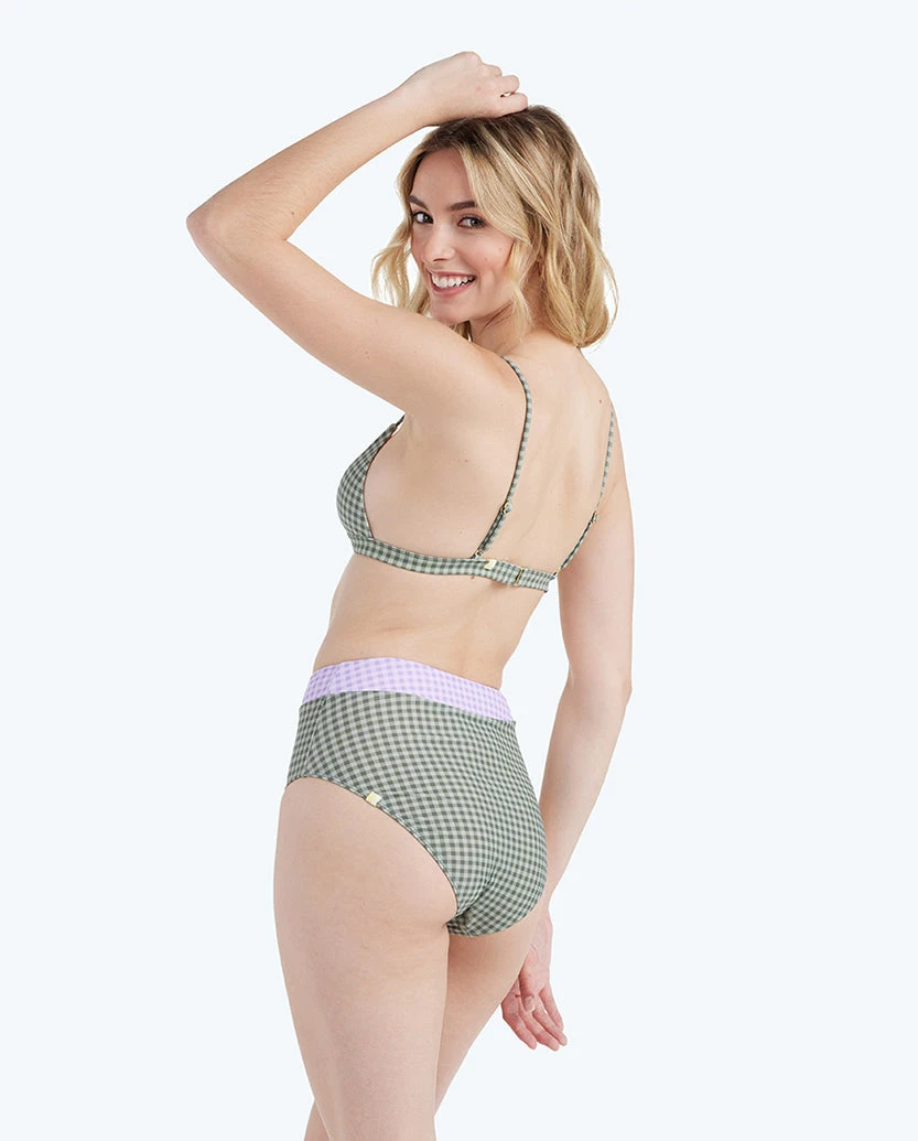 The Triangle Bikini Top - Gingham In Lavender & Ivy 2 The Triangle Bikini Top - Gingham In Lavender & Ivy - Image 2