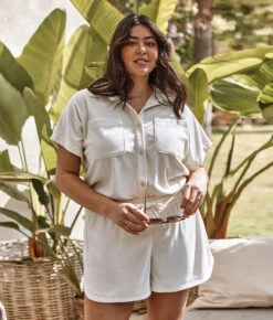 The Towel Terry Button-Down Shirt - White Sand -Deals US Tropic Bikini Store 3 ModelBack2 d6eceb23 aa63 419c 9aea ffdefec46d1d