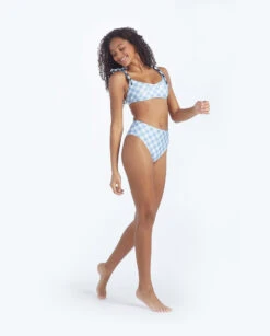 The High Leg High Rise Bikini Bottom - Gingham In Cloud -Deals US Tropic Bikini Store 3 ModelDetailFront 60d9dcca d950 4a17 bb55 0edfe258d884
