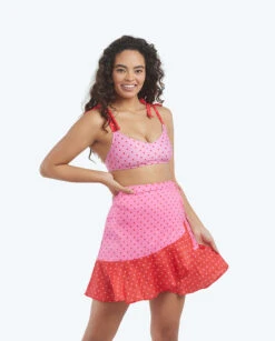 The Short Beach To Brunch Wrap Skirt - Square Dot In Flamingo & Hibiscus -Deals US Tropic Bikini Store 3 ModelDetailFront b862680f 67d0 4438 90e1 5334c75de62e