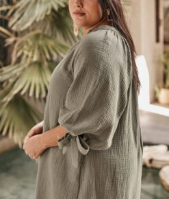 The Going Places Gauze Cover-Up Dress - Agave -Deals US Tropic Bikini Store 3 ModelFullBody 040148fb ba79 4fe6 9132 4951f98d1684