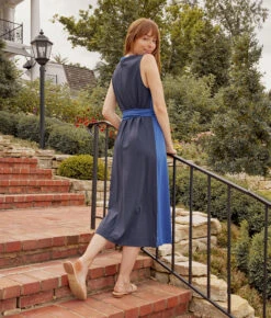 The Luxe Pima Belted Midi Dress - Indigo & Midnight -Deals US Tropic Bikini Store 3 ModelFullBody 3f0b65d8 3de5 494e 8a3c 8fc5d364790b