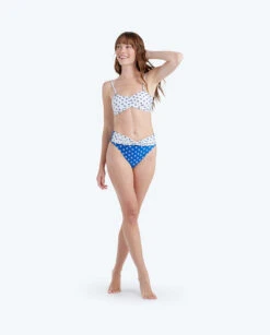 The Twist High Leg Mid Rise Bottom - Block Print In Indigo & White Sand -Deals US Tropic Bikini Store 3 ModelFullBody 596ae87e 1848 4647 b360 6baf7a2ec1a8