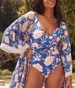 The Easy Breezy Eco Voile Tie-Front Caftan Cover-Up - Paradise In Periwinkle -Deals US Tropic Bikini Store 3 ModelFullBody 616a9119 72a2 49c6 b5b7 a02d963b47ad