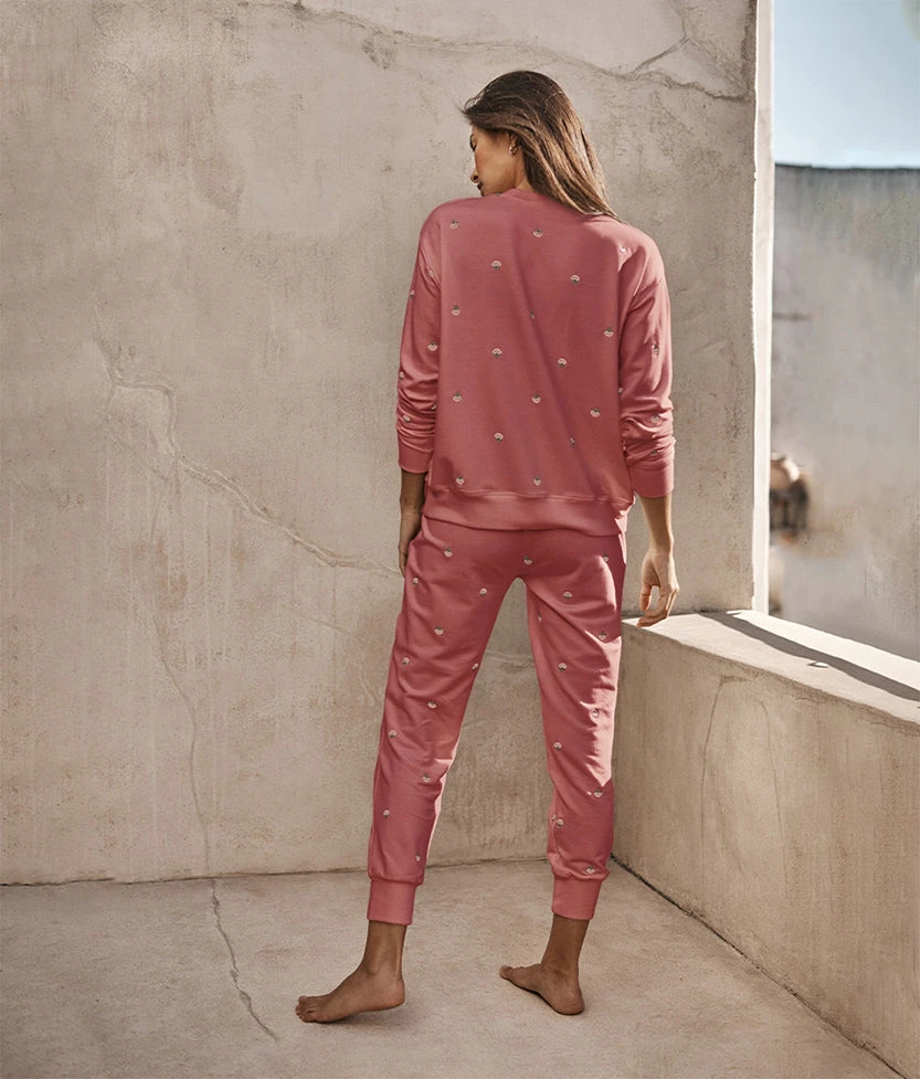 The Softest French Terry Jogger - Faded Rose Floral Stitch 3 The Softest French Terry Jogger - Faded Rose Floral Stitch - Image 3