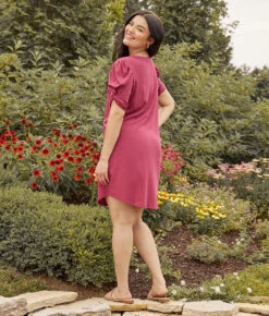 The Luxe Pima Twist-Sleeve T-Shirt Dress - Currant -Deals US Tropic Bikini Store 3 ModelFullBody cf5b5579 cbb2 457a 8c2e 55a67e0280fd