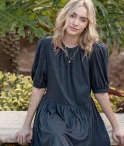 The Luxe Pima Puff-Sleeve Mini Dress - Midnight -Deals US Tropic Bikini Store 3 ModelFullBody d32318c5 443c 4bc7 9dd3 631c2a7badac