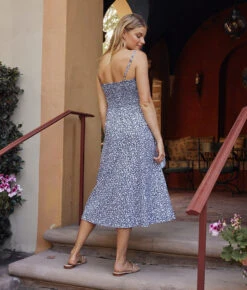 The Coastal Poplin Tie-Waist Midi Dress - In Bloom In Midnight 5 The Coastal Poplin Tie-Waist Midi Dress - In Bloom In Midnight -Deals US Tropic Bikini Store 3 ModelFullBody ea6fedae 9642 4043 b775 022747410339