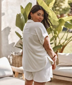 The Towel Terry Button-Down Shirt - White Sand -Deals US Tropic Bikini Store 4 ModelBack 01f61dc1 0046 4029 a365 1821f33e021f