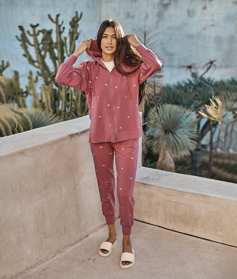 The Softest French Terry Puff-Sleeve Hoodie - Faded Rose Floral Stitch 4 The Softest French Terry Puff-Sleeve Hoodie - Faded Rose Floral Stitch - Image 4