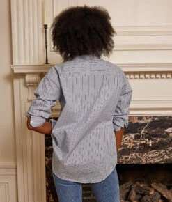 The Perfect Boyfriend Shirt - Pinstripe In Admiral & Midnight -Deals US Tropic Bikini Store 4 ModelDetail 69e1d054 df8c 461a af08 216ecbd37be7