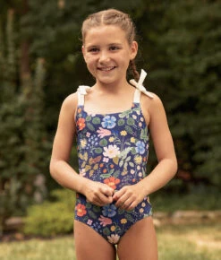 The Girls' Tie Oasis One-Piece - Strawberry Fields In Deep Sea