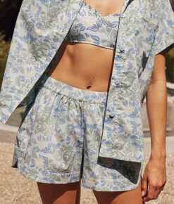 The Poolside Poplin Pull-On Shorts - Secret Garden In Powder Blue & Sage -Deals US Tropic Bikini Store 4 ModelDetail a652916b 9a7f 4418 8492 cb826a00f8a8