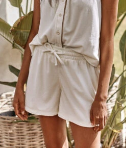 The Towel Terry Drawstring Shorts - White Sand 8 The Towel Terry Drawstring Shorts - White Sand -Deals US Tropic Bikini Store 4 ModelFullBody 6a28ddf1 1435 46fc 8bd1 8c28e2bfe49b