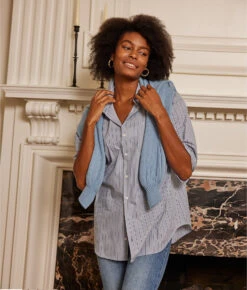 The Perfect Boyfriend Shirt - Pinstripe In Admiral & Midnight -Deals US Tropic Bikini Store 5 ExtraProductShot 6711748e 4d3b 498f ace4 cb991d0e58ca