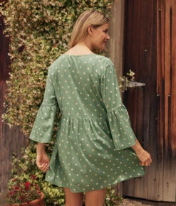 The Easy Breezy Eco Voile Mini Dress Cover-Up - Diamond Dot In Seagreen & White Sand -Deals US Tropic Bikini Store 5 ModelDetail c3aac24c c5ab 451b 8a66 dc7148af158c