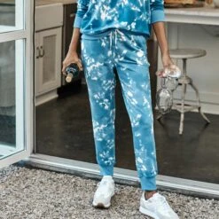 The Softest French Terry Jogger - Blue Horizon Tie Dye