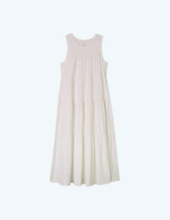 The Luxe Pima Tiered Dress - White Sand