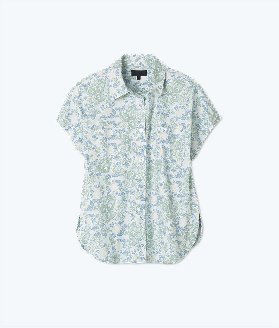 The Poolside Poplin Button-Down Shirt - Secret Garden In Powder Blue & Sage 6 The Poolside Poplin Button-Down Shirt - Secret Garden In Powder Blue & Sage - Image 6
