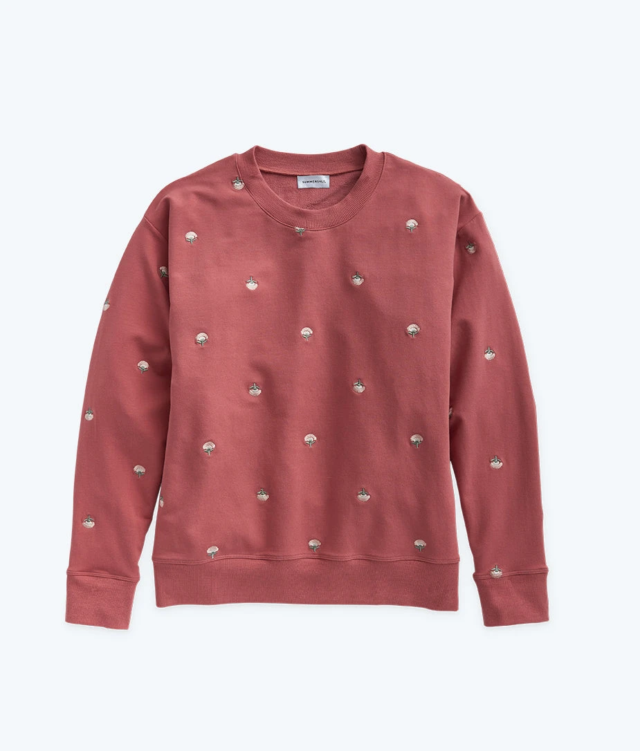 The Softest French Terry Relaxed Crew - Faded Rose Floral Stitch 4 The Softest French Terry Relaxed Crew - Faded Rose Floral Stitch - Image 4