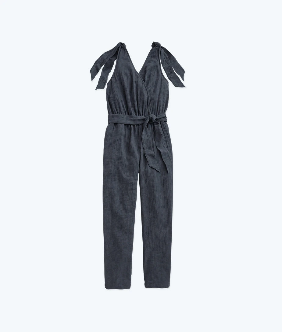 The Going Places Gauze Tie-Shoulder Jumpsuit - Midnight 5 The Going Places Gauze Tie-Shoulder Jumpsuit - Midnight - Image 5