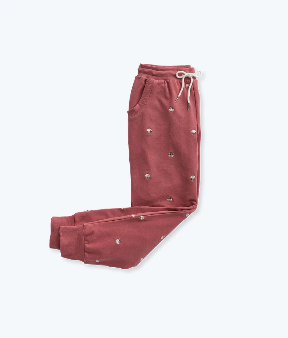 The Softest French Terry Jogger - Faded Rose Floral Stitch 4 The Softest French Terry Jogger - Faded Rose Floral Stitch - Image 4