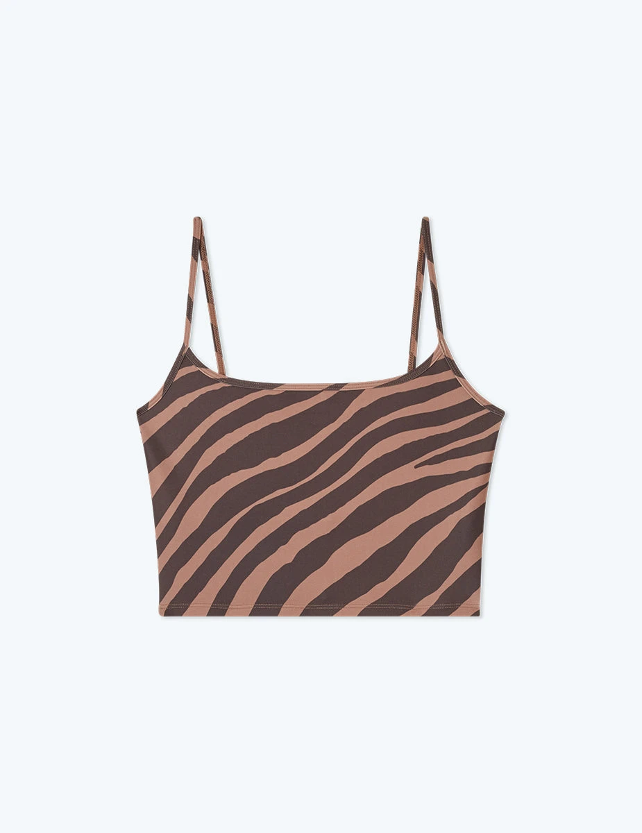 The Midi Sports Bra Tank Top - Modern Zebra In Toffee & Sea Urchin 6 The Midi Sports Bra Tank Top - Modern Zebra In Toffee & Sea Urchin - Image 6
