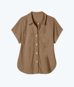 The Towel Terry Button-Down Shirt - Toffee -Deals US Tropic Bikini Store FlatLay 5258ddd1 8e9b 412a b64a 824fde4768ad