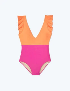 The Ruffle Backflip - Hibiscus & Tangerine -Deals US Tropic Bikini Store FlatLay 70b1f698 b395 4be7 86e5 642607d422c9