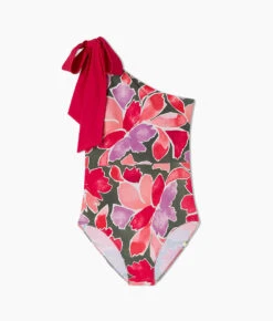 The Long Torso Bow-Shoulder Ruched Sidestroke - Watercolor Petal In Olive & Spritz -Deals US Tropic Bikini Store Flatlay d0d18bda 915c 416f 861c ef65f6730495