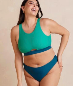 The High Neck Cut Out Bikini Top - Seaglass & Seaweed