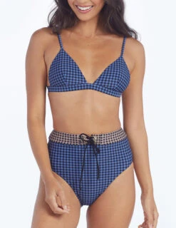 The Triangle Bikini Top - Gingham In Blue Mountain & Toffee -Deals US Tropic Bikini Store ModelDetailFront 2 59c7606c 0755 40f6 b1bc fc55490df942