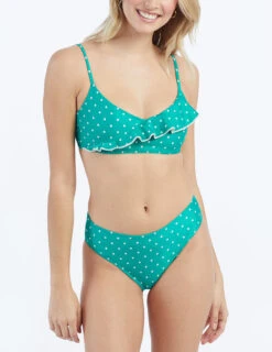 The Limited-Edition High Leg Mid Rise Bikini Bottom - Seaglass Dot -Deals US Tropic Bikini Store ModelDetailFront 55