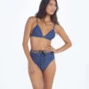 The Triangle Bikini Top - Gingham In Blue Mountain & Toffee