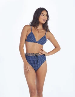 The Triangle Bikini Top - Gingham In Blue Mountain & Toffee