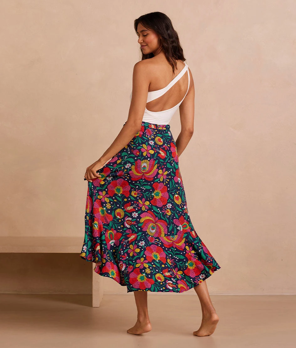 The Silky Luxe Beach To Brunch Wrap Skirt - Super Bloom 2 The Silky Luxe Beach To Brunch Wrap Skirt - Super Bloom - Image 2